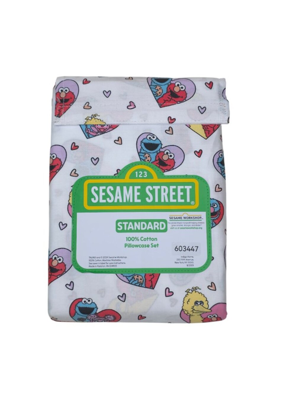 Sesame Street Cotton 2 Pk Standard Pillowcase Set Elmo Cookie Monster & Big Bird - Picture 4 of 6